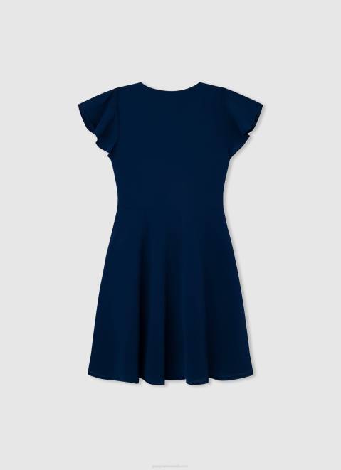 Pepe Jeans Crepe Dress With Crossed Neckline Girl Ocean Z22X1373