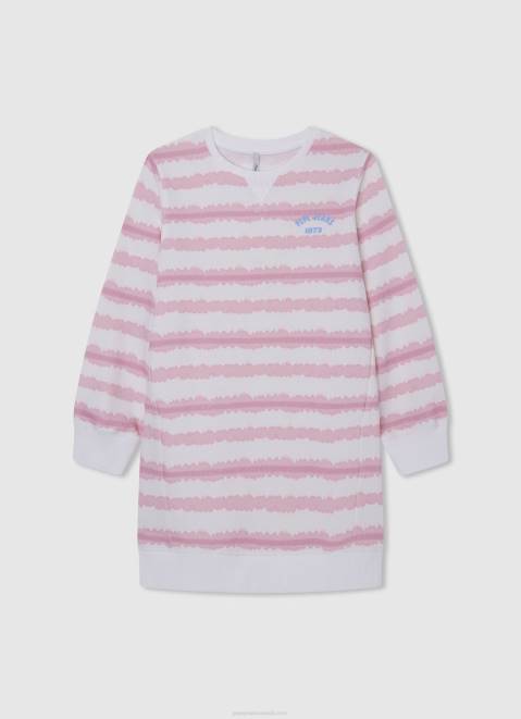 Pepe Jeans Degraded Stripes Mini Dress Girl Soft Pink Z22X1392