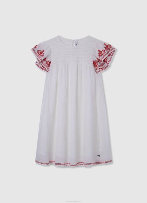 Pepe Jeans Romantic Cut Dress Girl White Z22X1375