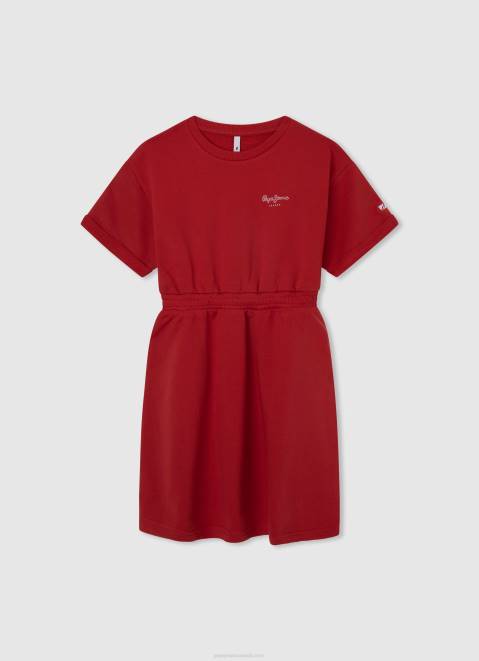Pepe Jeans Rounded Collar Mini Dress Girl Studio Red Z22X1390