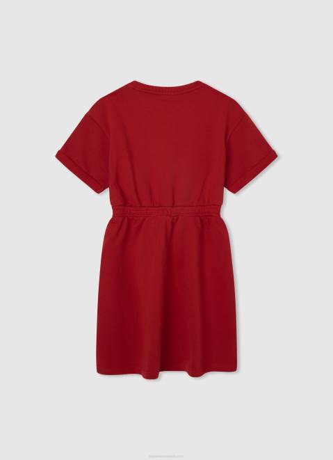 Pepe Jeans Rounded Collar Mini Dress Girl Studio Red Z22X1390