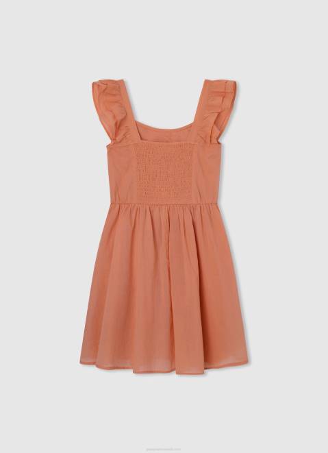 Pepe Jeans Rounded Collar Skater Dress Girl Peach Z22X1401