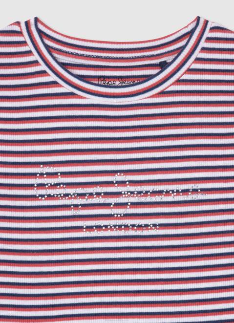 Pepe Jeans Striped Print Dress Girl Ocean Z22X1377