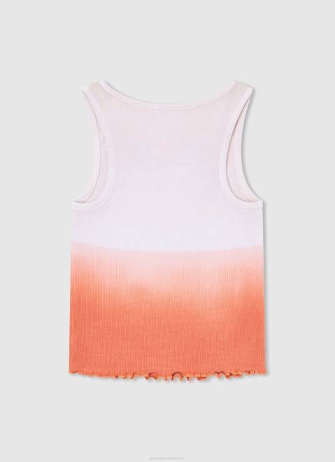 Pepe Jeans Colour Block Armhole Sleeve T-Shirt Girl Peach Z22X1476