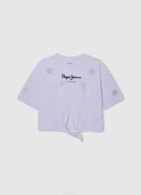 Pepe Jeans Colour Block Armhole Sleeve T-Shirt Girl Peach Z22X1476