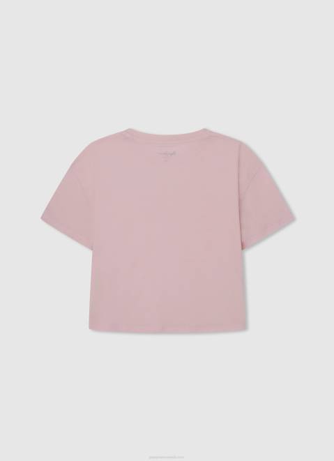 Pepe Jeans Cotton Off-Shoulder T-Shirt Girl Soft Pink Z22X1441