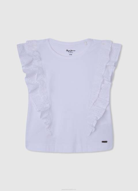 Pepe Jeans Double Frill T-Shirt Girl White Z22X1482