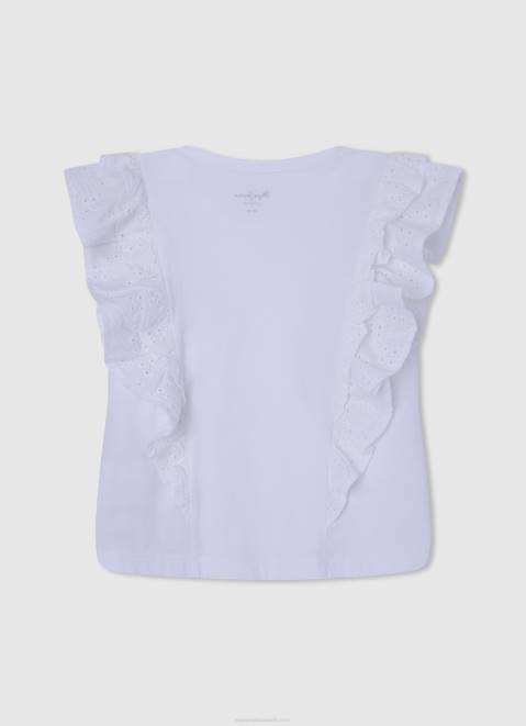 Pepe Jeans Double Frill T-Shirt Girl White Z22X1482