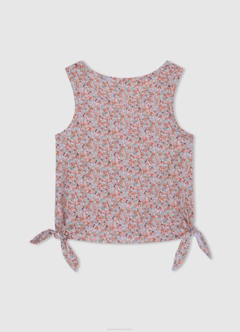 Pepe Jeans Floral Armhole Sleeved T-Shirt Girl Peach Z22X1435