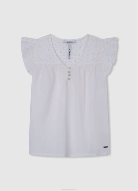 Pepe Jeans Floral Strass T-Shirt Girl White Z22X1475