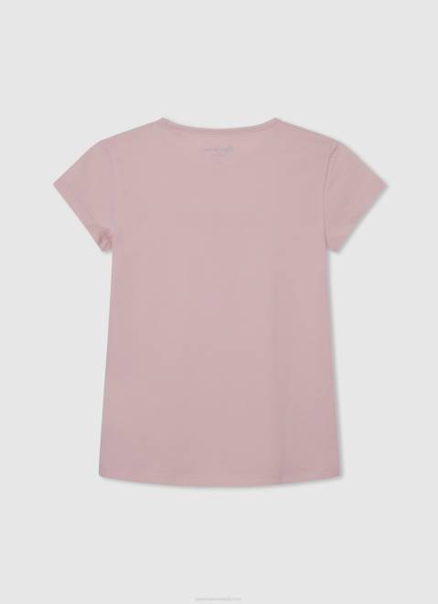 Pepe Jeans Glitter Logo T-Shirt Girl Soft Pink Z22X1464