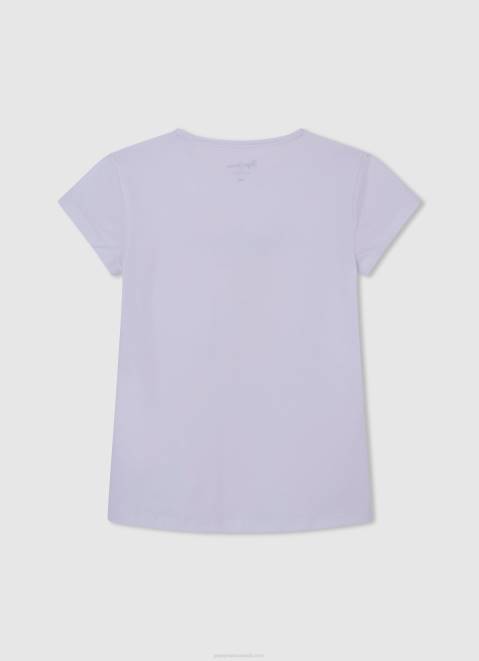 Pepe Jeans Glitter Logo T-Shirt Girl White Z22X1458