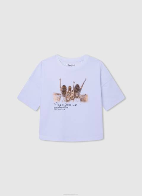 Pepe Jeans Illustrations T-Shirt Girl White Z22X1439