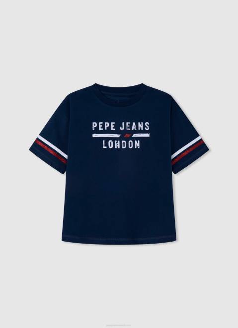 Pepe Jeans Logo Print Boxy Fit T-Shirt Girl Ocean Z22X1448
