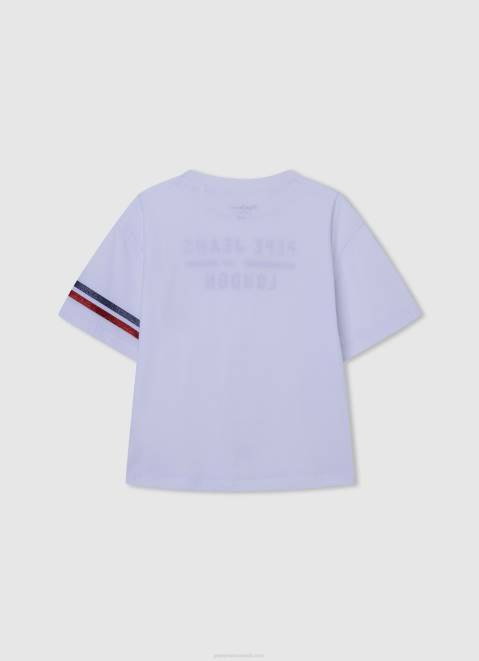 Pepe Jeans Logo Print Boxy Fit T-Shirt Girl White Z22X1449