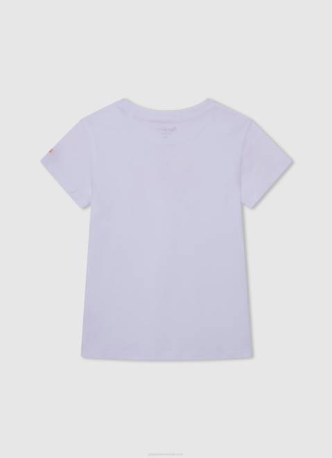 Pepe Jeans Logo Print T-Shirt Girl White Z22X1455