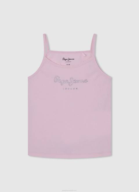 Pepe Jeans Logo Printed Tank Top Girl Soft Pink Z22X1430