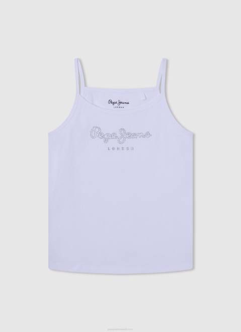 Pepe Jeans Logo Printed Tank Top Girl Soft Pink Z22X1430