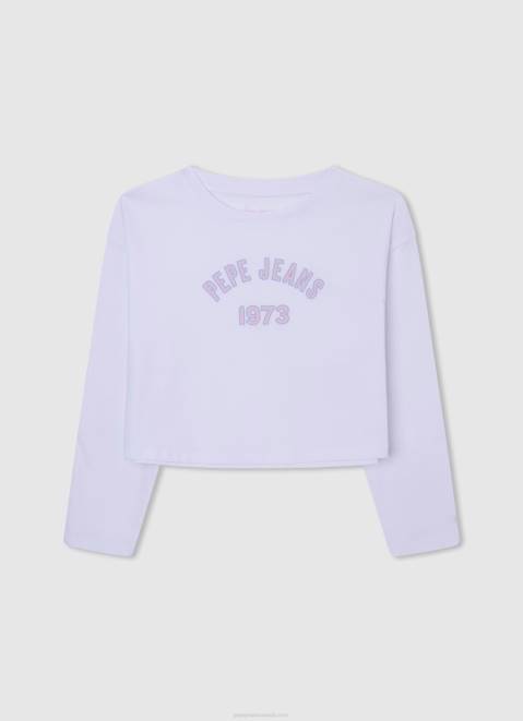 Pepe Jeans Long Sleeve Cotton T-Shirt Girl White Z22X1456