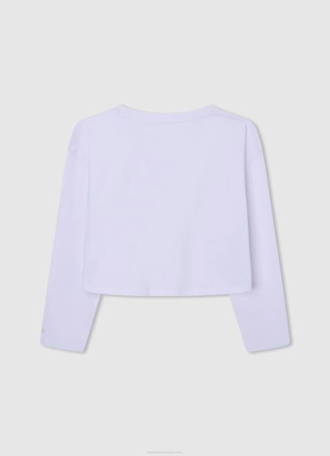 Pepe Jeans Long Sleeve Cotton T-Shirt Girl White Z22X1456