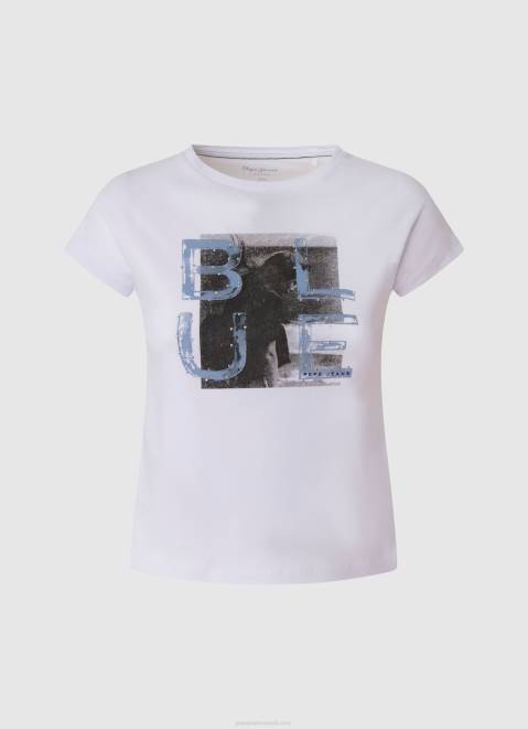 Pepe Jeans Monochromatic Print T-Shirt Girl White Z22X1453