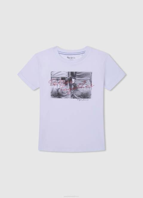 Pepe Jeans Photo Print T-Shirt Girl White Z22X1457