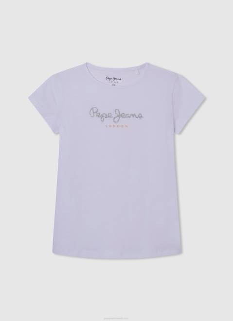 Pepe Jeans Ribbed Shirt With Embroidered Logo Girl White Z22X1459
