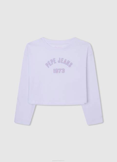 Pepe Jeans Ribbed Shirt With Embroidered Logo Girl White Z22X1459