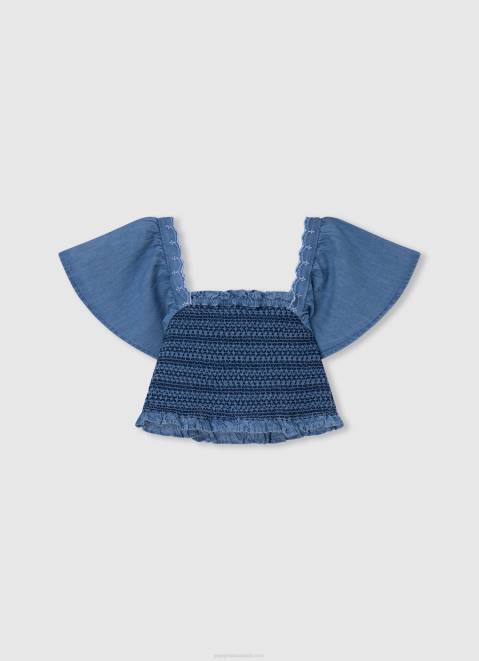 Pepe Jeans Sia Top In Denim Fabric Girl Bay Z22X1446