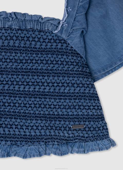 Pepe Jeans Sia Top In Denim Fabric Girl Bay Z22X1446