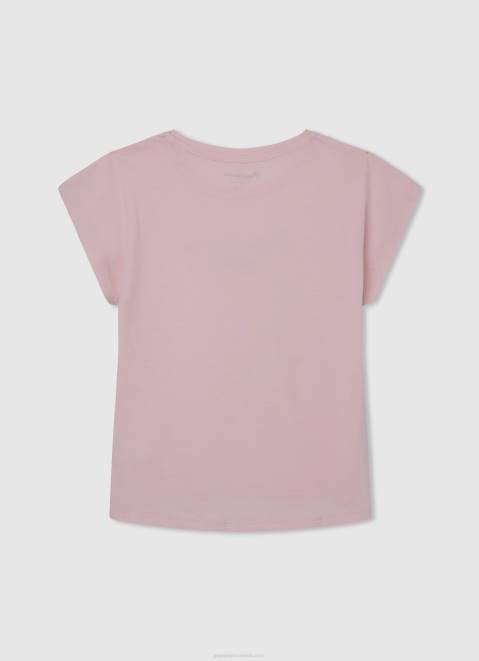 Pepe Jeans Strass Logo Cotton T-Shirt Girl Soft Pink Z22X1431