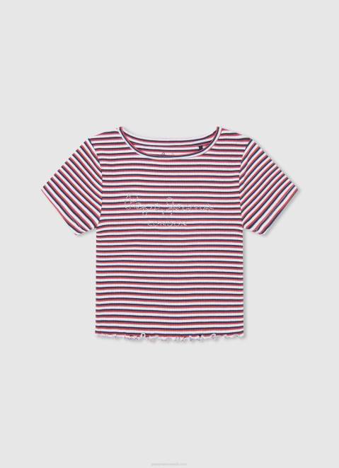 Pepe Jeans Striped Print T-Shirt Girl Ocean Z22X1467