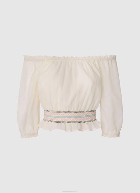 Pepe Jeans Top Sella Ruffled Front Panel Girl Mousse Z22X1434