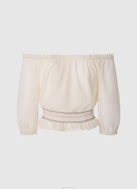 Pepe Jeans Top Sella Ruffled Front Panel Girl Mousse Z22X1434