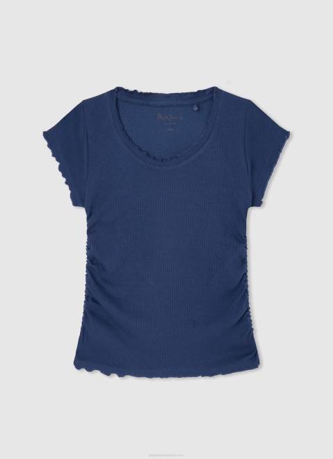 Pepe Jeans Wavy-Effect Ribbed Shirt Girl Ocean Z22X1443