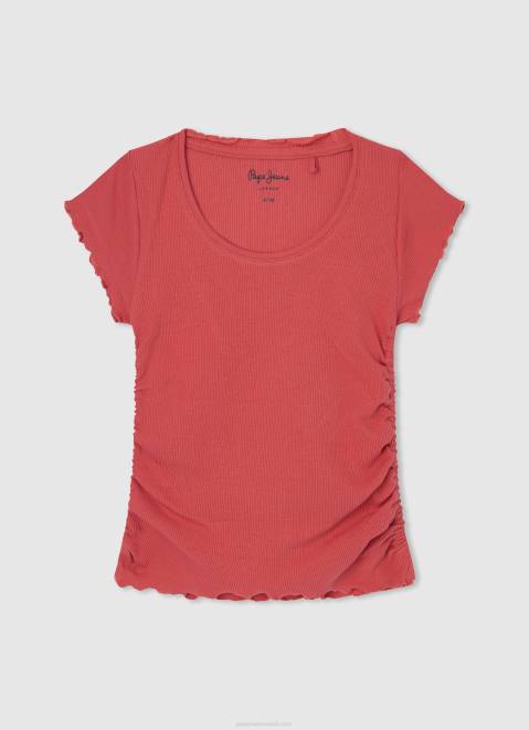 Pepe Jeans Wavy-Effect Ribbed Shirt Girl Studio Red Z22X1442
