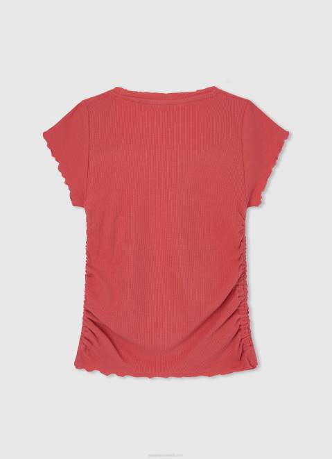 Pepe Jeans Wavy-Effect Ribbed Shirt Girl Studio Red Z22X1442