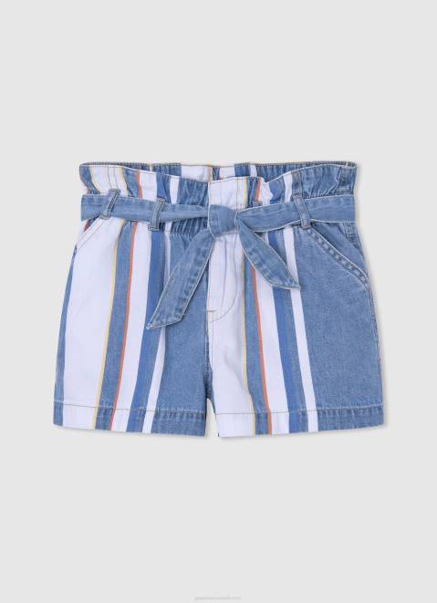 Pepe Jeans Striped Print Denim Shorts Girl Denim Z22X1508