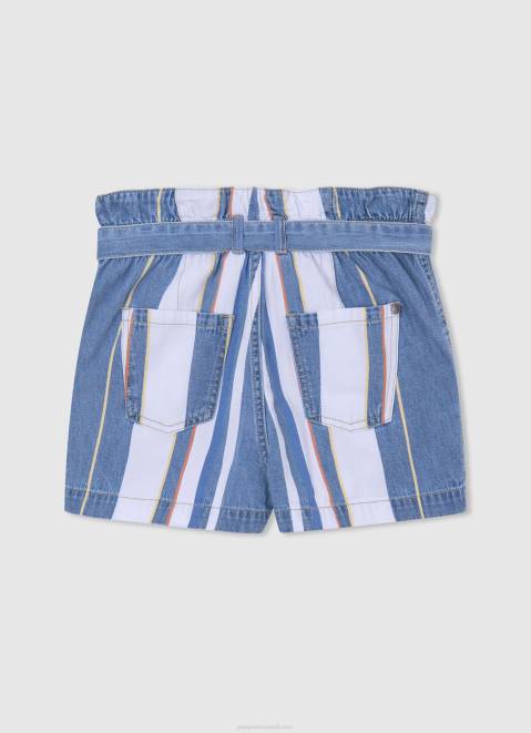 Pepe Jeans Striped Print Denim Shorts Girl Denim Z22X1508