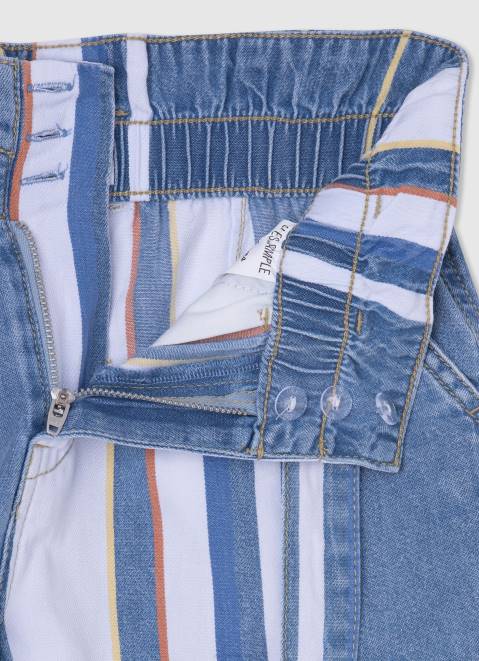 Pepe Jeans Striped Print Denim Shorts Girl Denim Z22X1508