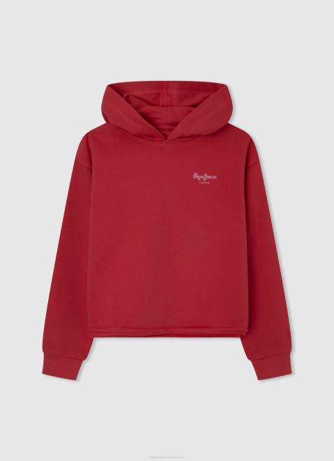 Pepe Jeans Cotton Hoodie Girl Studio Red Z22X1412