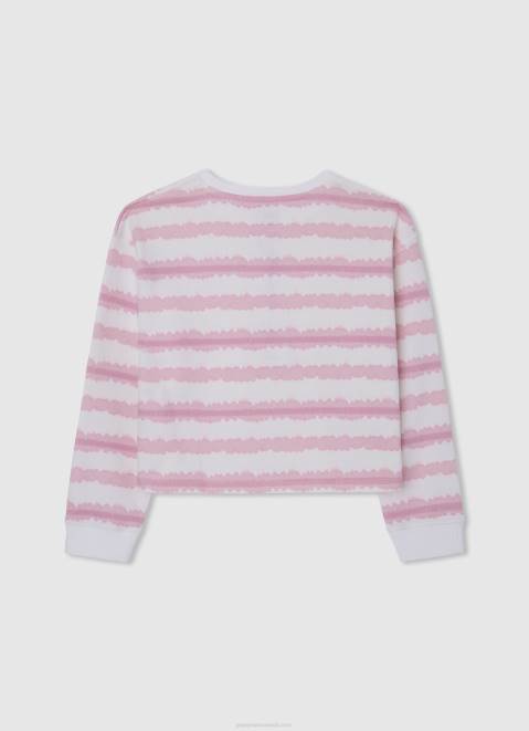 Pepe Jeans Faded-Striped Cotton Jumper Girl Soft Pink Z22X1409