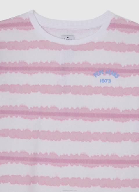 Pepe Jeans Faded-Striped Cotton Jumper Girl Soft Pink Z22X1409