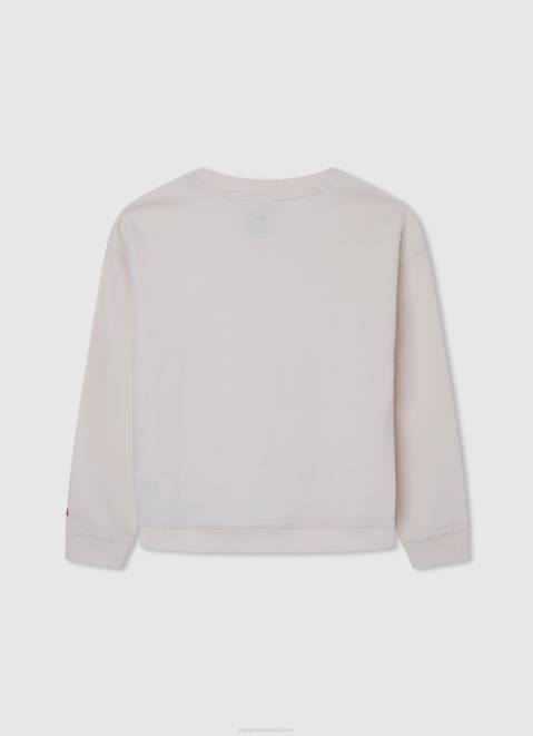 Pepe Jeans Logo Printed Cotton Jumper Girl Mousse Z22X1404