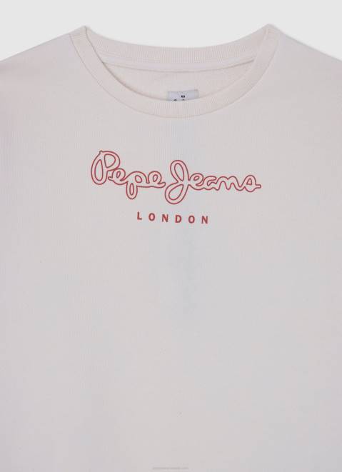 Pepe Jeans Logo Printed Cotton Jumper Girl Mousse Z22X1404