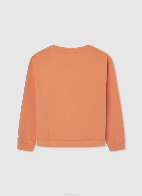 Pepe Jeans Logo Printed Cotton Jumper Girl Peach Z22X1405