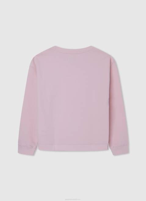 Pepe Jeans Logo Printed Cotton Jumper Girl Soft Pink Z22X1416