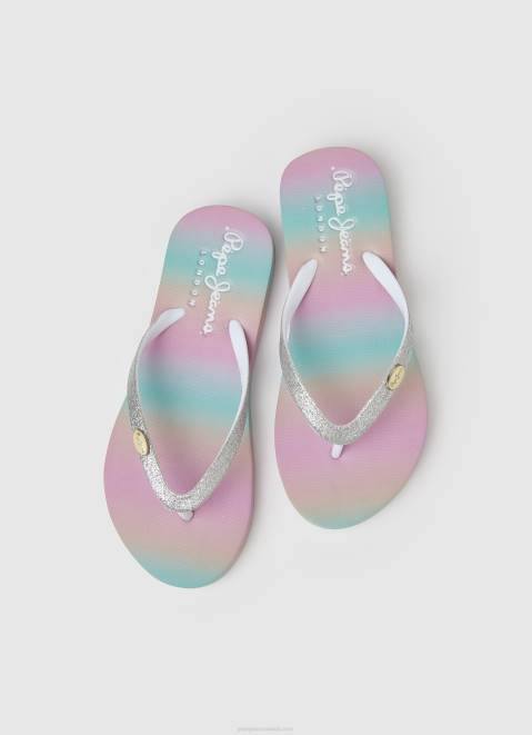 Pepe Jeans Dorset Milana Beach Flip Flops Girl Silver Z22X1349