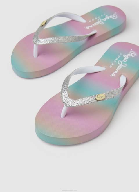 Pepe Jeans Dorset Milana Beach Flip Flops Girl Silver Z22X1349