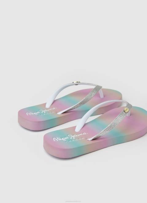 Pepe Jeans Dorset Milana Beach Flip Flops Girl Silver Z22X1349